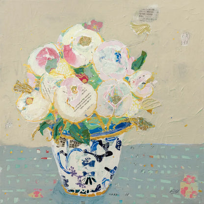 Kristens Peonies Neutral by Kellie Day. SKU 70611a. Archival Giclee Fine art print for wall decor.