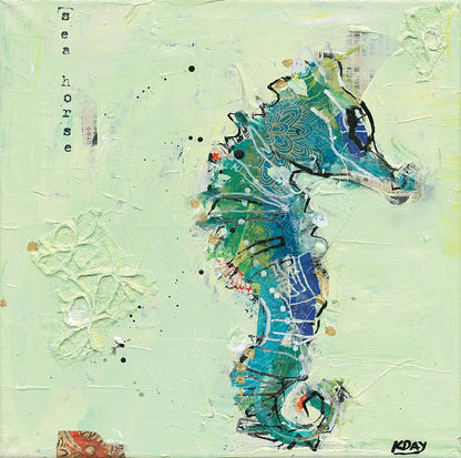 Little Seahorse by Kellie Day. SKU 27636a. Archival Giclee Fine art print for wall decor.