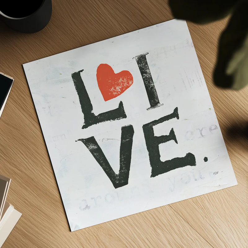 Live by Kellie Day. Shown as a detailed flat fine art print, highlighting archival giclee quality. Available as an archival giclee rolled canvas, fine art paper, or poster print. SKU 29369a.