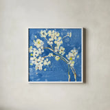 Live Dark Blue by Kellie Day. Shown in a crisp white glass frame for a clean and minimalist style. Available as an archival giclee rolled canvas, fine art paper, or poster print. SKU 36056a.