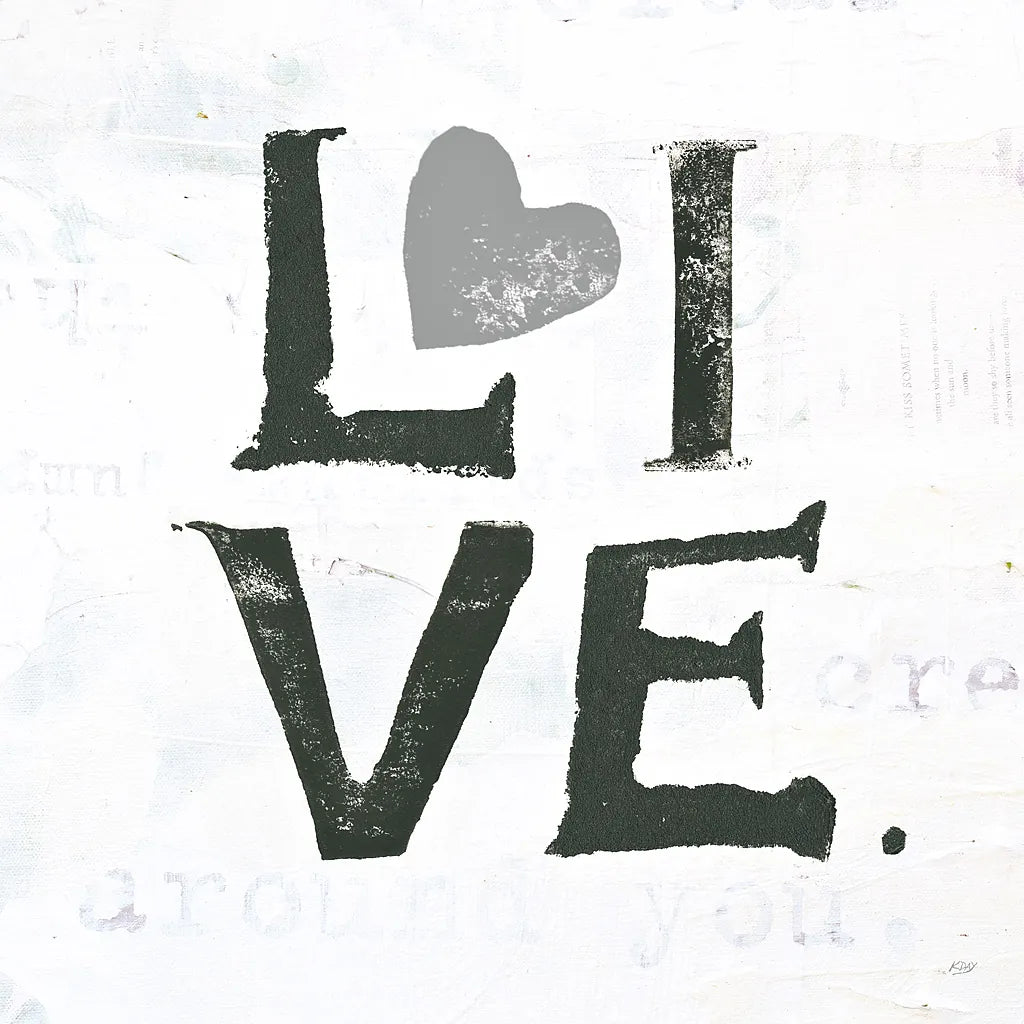 Live Gray Heart by Kellie Day. SKU 31341a. Archival Giclee Fine art print for wall decor.