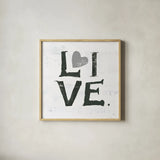 Live Gray Heart by Kellie Day. Shown in a natural wood glass frame for a timeless modern aesthetic. Available as an archival giclee rolled canvas, fine art paper, or poster print. SKU 31341a.