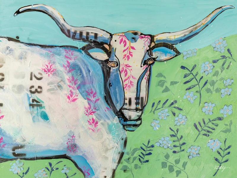 Longhorn in the Field by Kellie Day