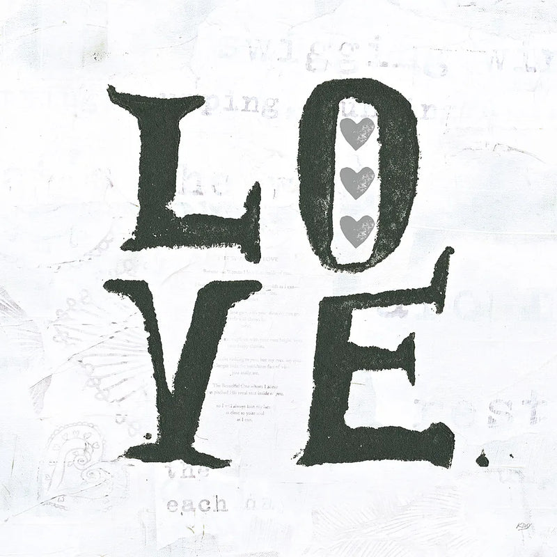Love Gray Hearts by Kellie Day. SKU 31338a. Archival Giclee Fine art print for wall decor.