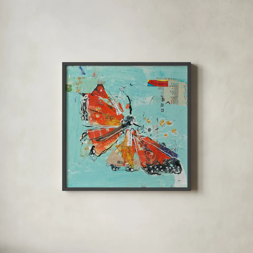 Monarch I Crop by Kellie Day. Shown in a sleek black glass frame for a contemporary gallery look. Available as an archival giclee rolled canvas, fine art paper, or poster print. SKU 27861a.