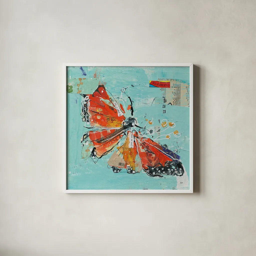Monarch I Crop by Kellie Day. Shown in a crisp white glass frame for a clean and minimalist style. Available as an archival giclee rolled canvas, fine art paper, or poster print. SKU 27861a.