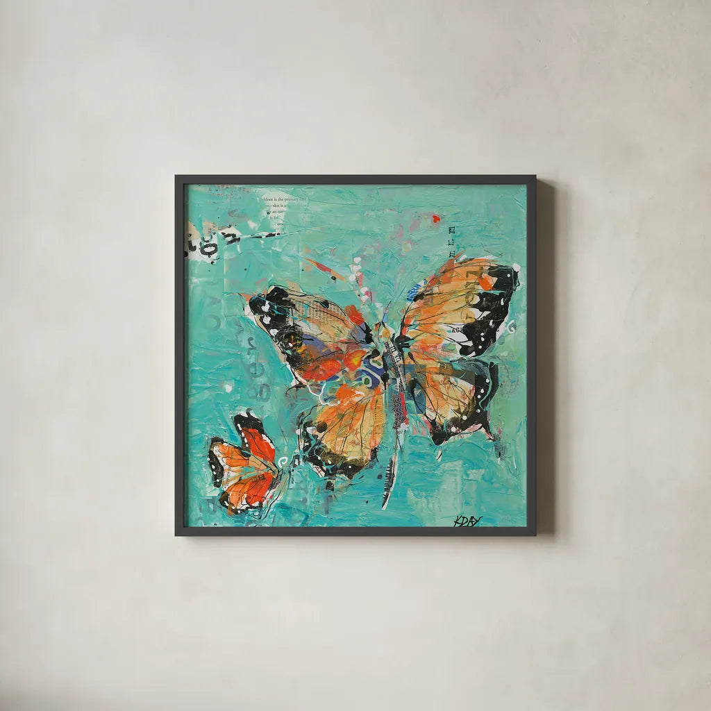 Monarch II by Kellie Day. Shown in a sleek black glass frame for a contemporary gallery look. Available as an archival giclee rolled canvas, fine art paper, or poster print. SKU 27862a.