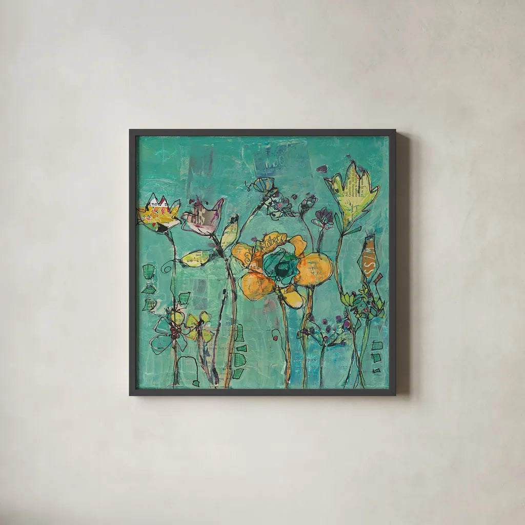 Monkey and Mommy by Kellie Day. Shown in a sleek black glass frame for a contemporary gallery look. Available as an archival giclee rolled canvas, fine art paper, or poster print. SKU 27631a.