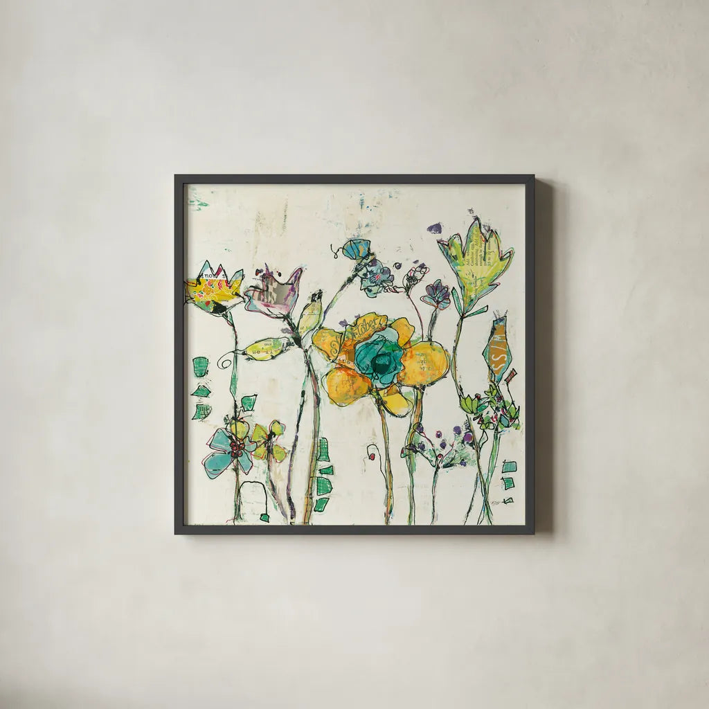 Monkey and Mommy Cream by Kellie Day. Shown in a sleek black glass frame for a contemporary gallery look. Available as an archival giclee rolled canvas, fine art paper, or poster print. SKU 36081a.