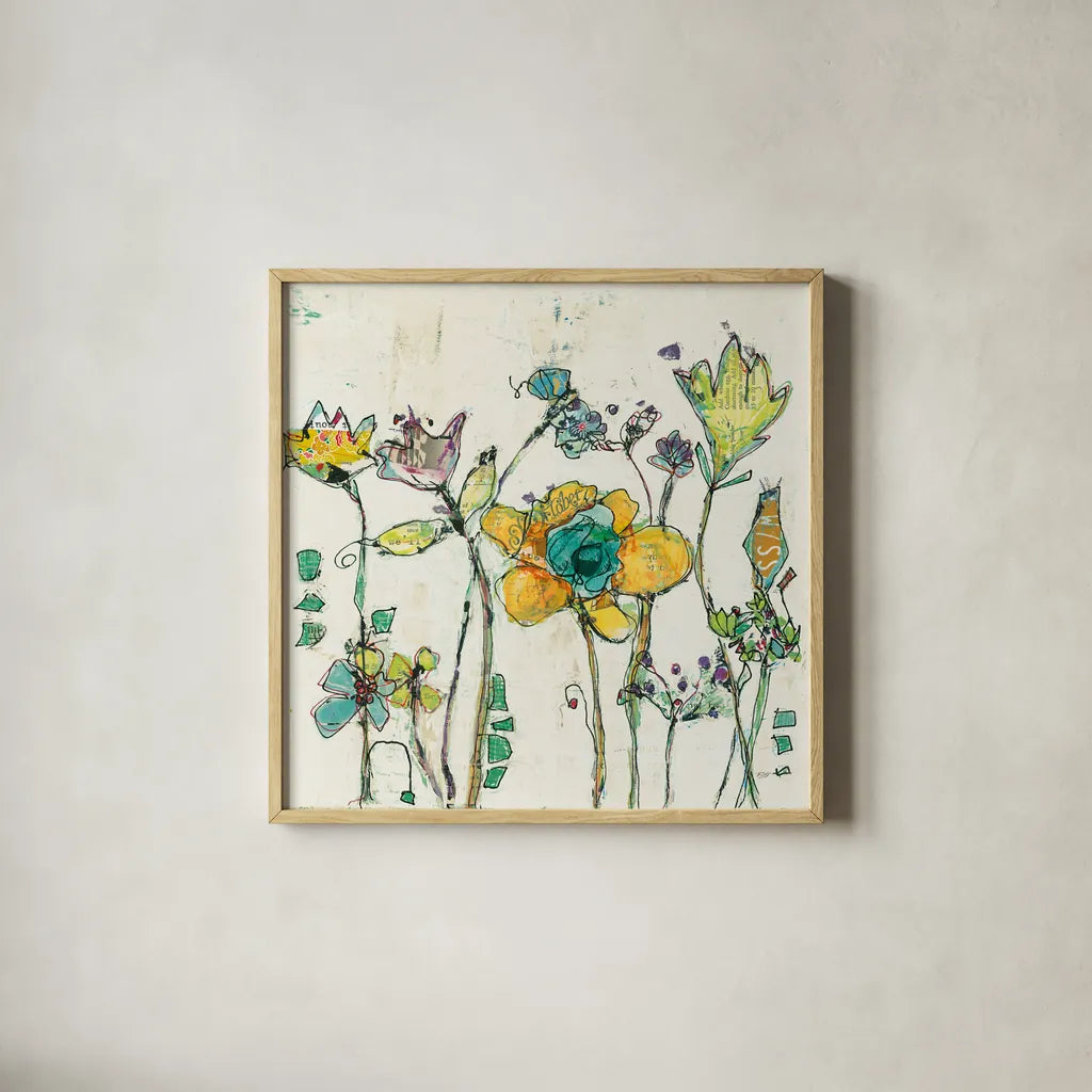 Monkey and Mommy Cream by Kellie Day. Shown in a natural wood glass frame for a timeless modern aesthetic. Available as an archival giclee rolled canvas, fine art paper, or poster print. SKU 36081a.