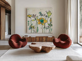 Monkey and Mommy Cream by Kellie Day. Shown as extra-large giant wall art in a modern living room. Available as an archival giclee rolled canvas, fine art paper, or poster print. SKU 36081a.