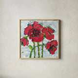 POP Square with Magenta by Kellie Day. Shown in a natural wood glass frame for a timeless modern aesthetic. Available as an archival giclee rolled canvas, fine art paper, or poster print. SKU 36085a.