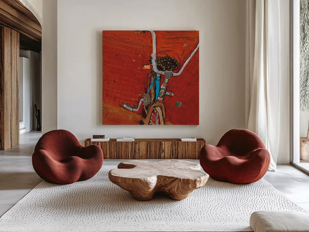 Perky Ts Crop by Kellie Day. Shown as extra-large giant wall art in a modern living room. Available as an archival giclee rolled canvas, fine art paper, or poster print. SKU 22075a.