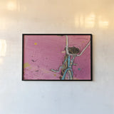 Perky Ts Pink Aqua Crop by Kellie Day. shown as a paper print in a black flame. Available as a archival giclee rolled canvas, fine art paper, or poster print. SKU 36068i.