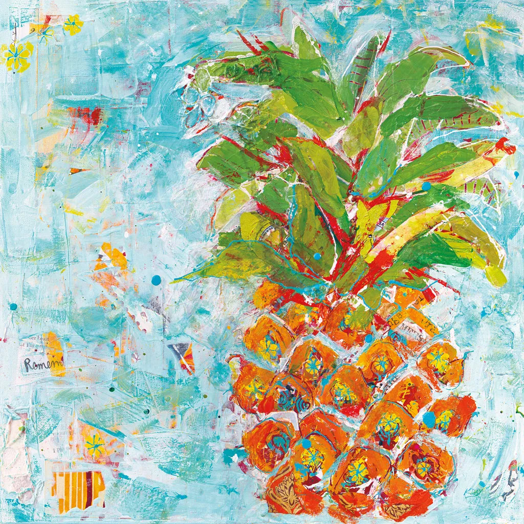 Pineapple Bright by Kellie Day. SKU 37670a. Archival Giclee Fine art print for wall decor.