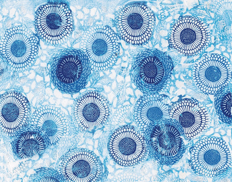 Pinto and Buffalo Flowers Blue by Kellie Day