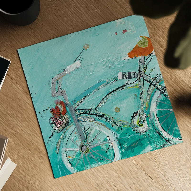 Ride by Kellie Day. Shown as a detailed flat fine art print, highlighting archival giclee quality. Available as an archival giclee rolled canvas, fine art paper, or poster print. SKU 18037a.