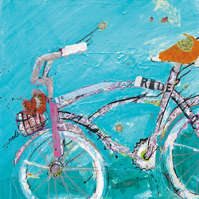 Ride Blue Pink by Kellie Day. SKU 36055a. Archival Giclee Fine art print for wall decor.