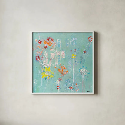 Spanish Homework by Kellie Day. Shown in a crisp white glass frame for a clean and minimalist style. Available as an archival giclee rolled canvas, fine art paper, or poster print. SKU 27202a.