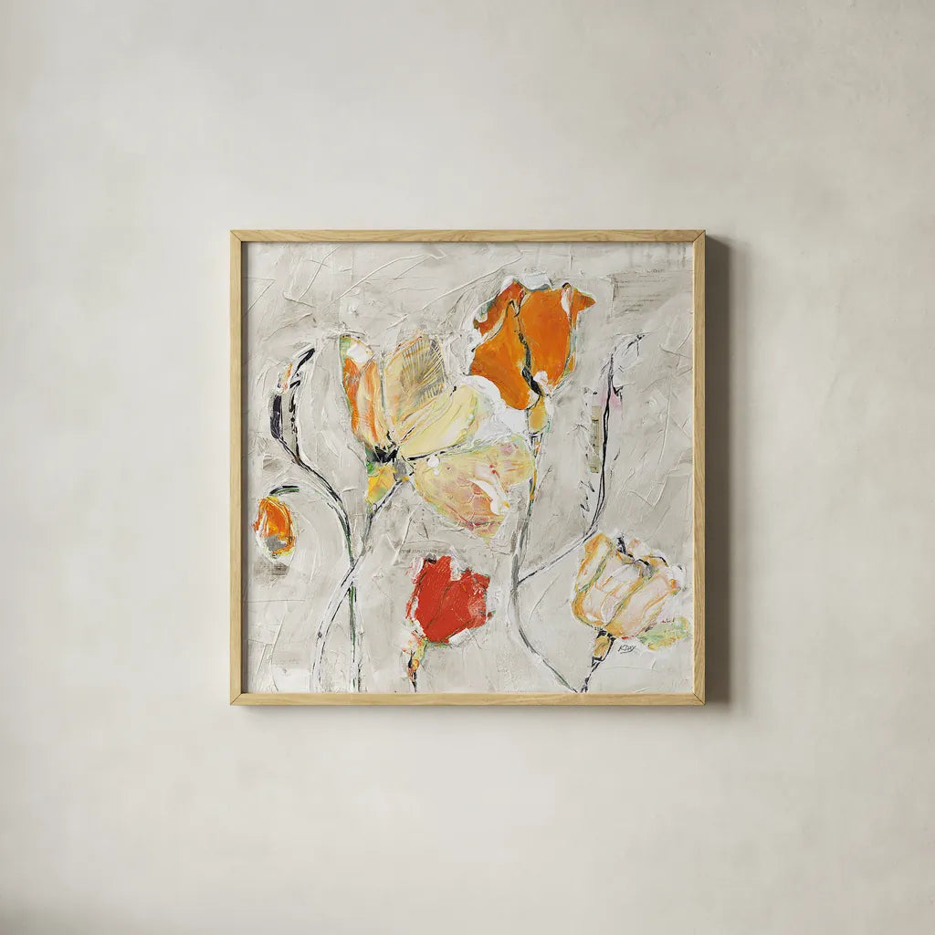 The Sanctuary II Warm by Kellie Day. Shown in a natural wood glass frame for a timeless modern aesthetic. Available as an archival giclee rolled canvas, fine art paper, or poster print. SKU 23693a.