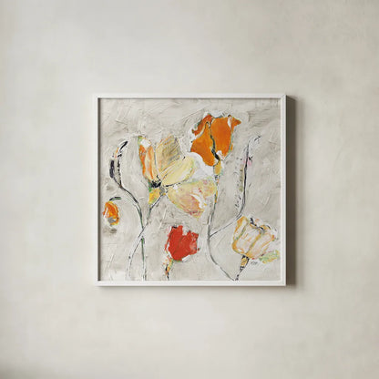 The Sanctuary II Warm by Kellie Day. Shown in a crisp white glass frame for a clean and minimalist style. Available as an archival giclee rolled canvas, fine art paper, or poster print. SKU 23693a.