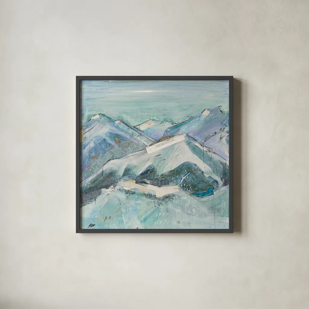 The Sun Never Says I by Kellie Day. Shown in a sleek black glass frame for a contemporary gallery look. Available as an archival giclee rolled canvas, fine art paper, or poster print. SKU 22076a.