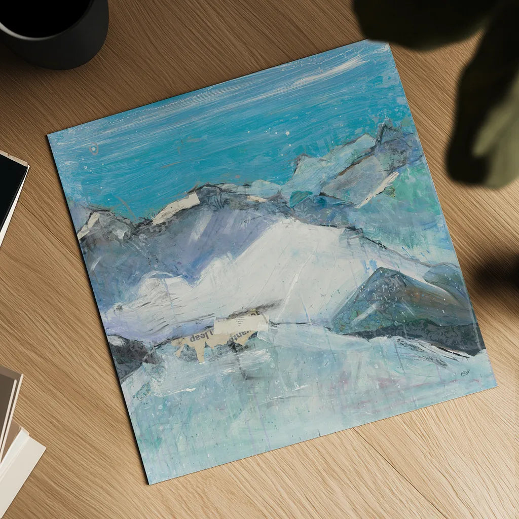 The Sun Never Says II Aqua by Kellie Day. Shown as a detailed flat fine art print, highlighting archival giclee quality. Available as an archival giclee rolled canvas, fine art paper, or poster print. SKU 36070a.