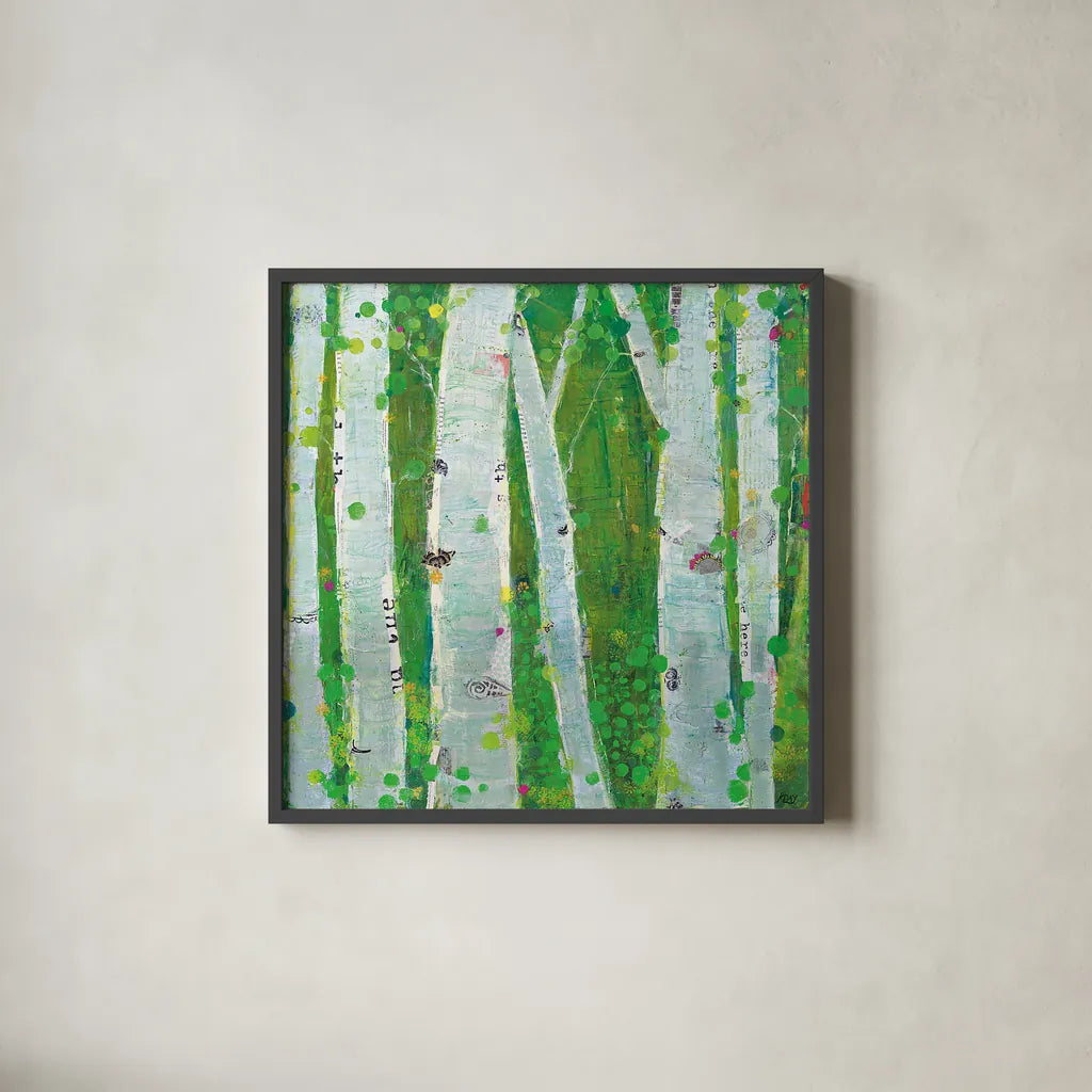 This Wild Playground by Kellie Day. Shown in a sleek black glass frame for a contemporary gallery look. Available as an archival giclee rolled canvas, fine art paper, or poster print. SKU 24950a.