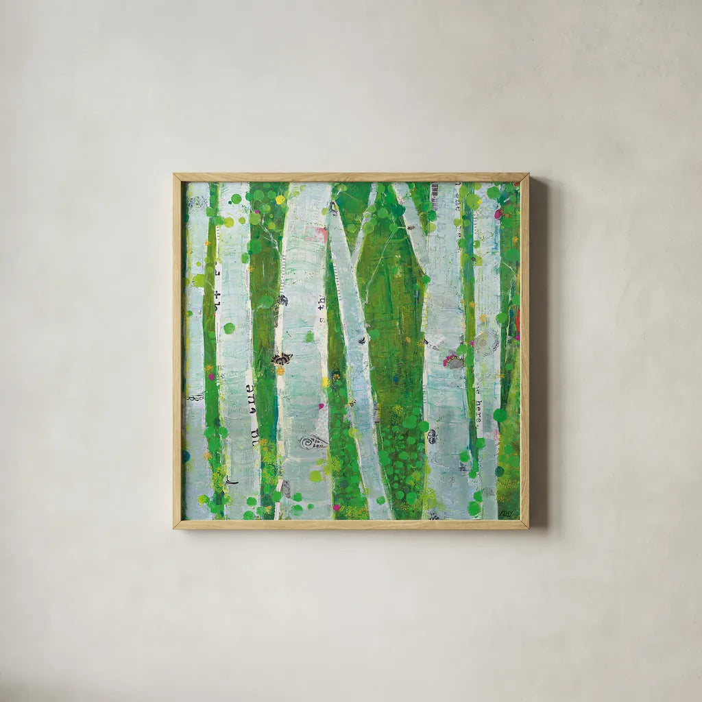 This Wild Playground by Kellie Day. Shown in a natural wood glass frame for a timeless modern aesthetic. Available as an archival giclee rolled canvas, fine art paper, or poster print. SKU 24950a.