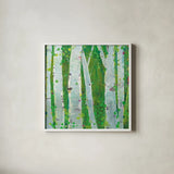 This Wild Playground by Kellie Day. Shown in a crisp white glass frame for a clean and minimalist style. Available as an archival giclee rolled canvas, fine art paper, or poster print. SKU 24950a.