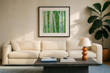 This Wild Playground by Kellie Day. Displayed in a glass frame with matte in a clean modern living room. Available as an archival giclee rolled canvas, fine art paper, or poster print. SKU 24950a.