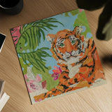 Tiger at Rest Crop by Kellie Day. Shown as a detailed flat fine art print, highlighting archival giclee quality. Available as an archival giclee rolled canvas, fine art paper, or poster print. SKU 72832a.