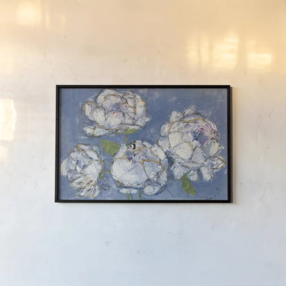 Vase of Peonies Crop by Kellie Day. shown as a paper print in a black flame. Available as a archival giclee rolled canvas, fine art paper, or poster print. SKU 23383i.