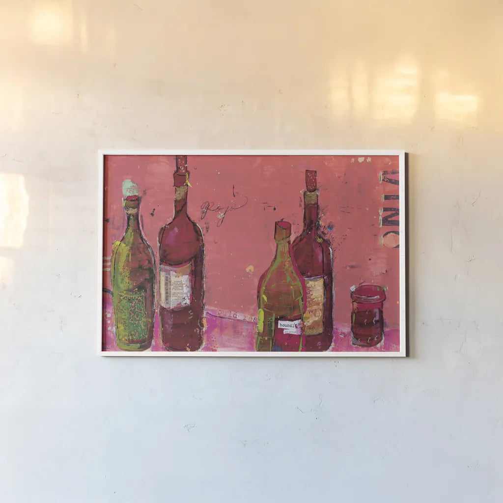 Vino Coral by Kellie Day. shown as a paper print in a white frame. Available as a archival giclee rolled canvas, fine art paper, or poster print. SKU 36071i.