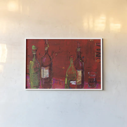 Vino Rojo by Kellie Day. shown as a paper print in a white frame. Available as a archival giclee rolled canvas, fine art paper, or poster print. SKU 22078i.