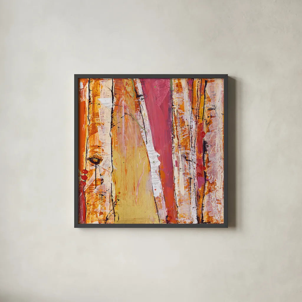 Where the Sun Sleeps I by Kellie Day. Shown in a sleek black glass frame for a contemporary gallery look. Available as an archival giclee rolled canvas, fine art paper, or poster print. SKU 22067a.