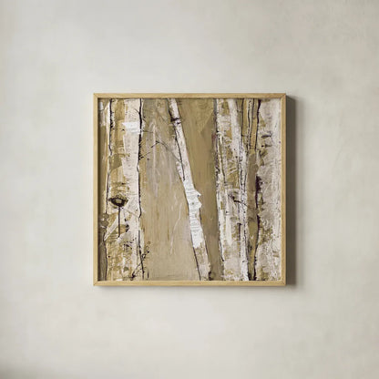 Where the Sun Sleeps I Neutral by Kellie Day. Shown in a natural wood glass frame for a timeless modern aesthetic. Available as an archival giclee rolled canvas, fine art paper, or poster print. SKU 15104a.