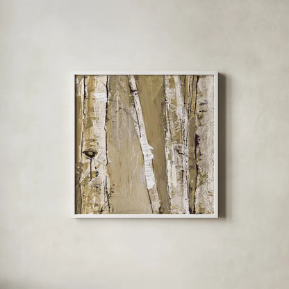 Where the Sun Sleeps I Neutral by Kellie Day. Shown in a crisp white glass frame for a clean and minimalist style. Available as an archival giclee rolled canvas, fine art paper, or poster print. SKU 15104a.
