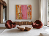 Where the Sun Sleeps II Light by Kellie Day. Shown as extra-large giant wall art in a modern living room. Available as an archival giclee rolled canvas, fine art paper, or poster print. SKU 36061a.