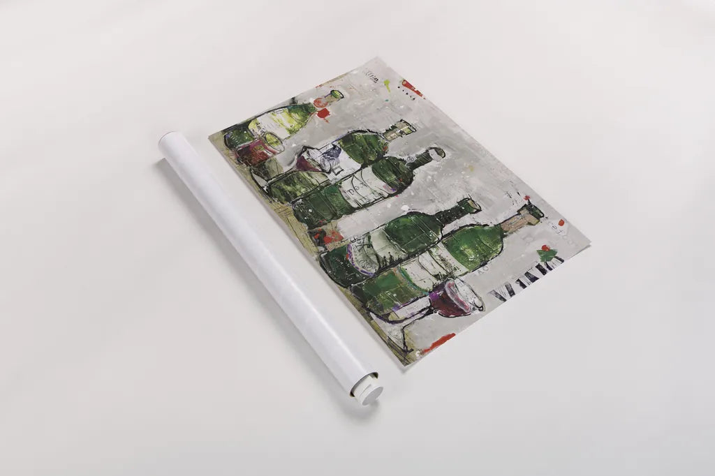 Win Win Green Grey by Kellie Day. shown as a rolled paper print. Available as archival giclee rolled canvas, fine art paper, or poster print. SKU 36059i.