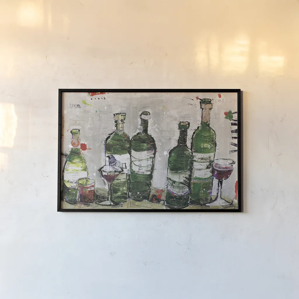 Win Win Green Grey by Kellie Day. shown as a paper print in a black flame. Available as a archival giclee rolled canvas, fine art paper, or poster print. SKU 36059i.