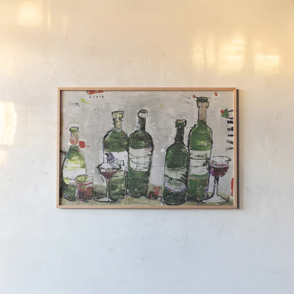 Win Win Green Grey by Kellie Day. shown as a paper print in a natural frame. Available as a archival giclee rolled canvas, fine art paper, or poster print. SKU 36059i.