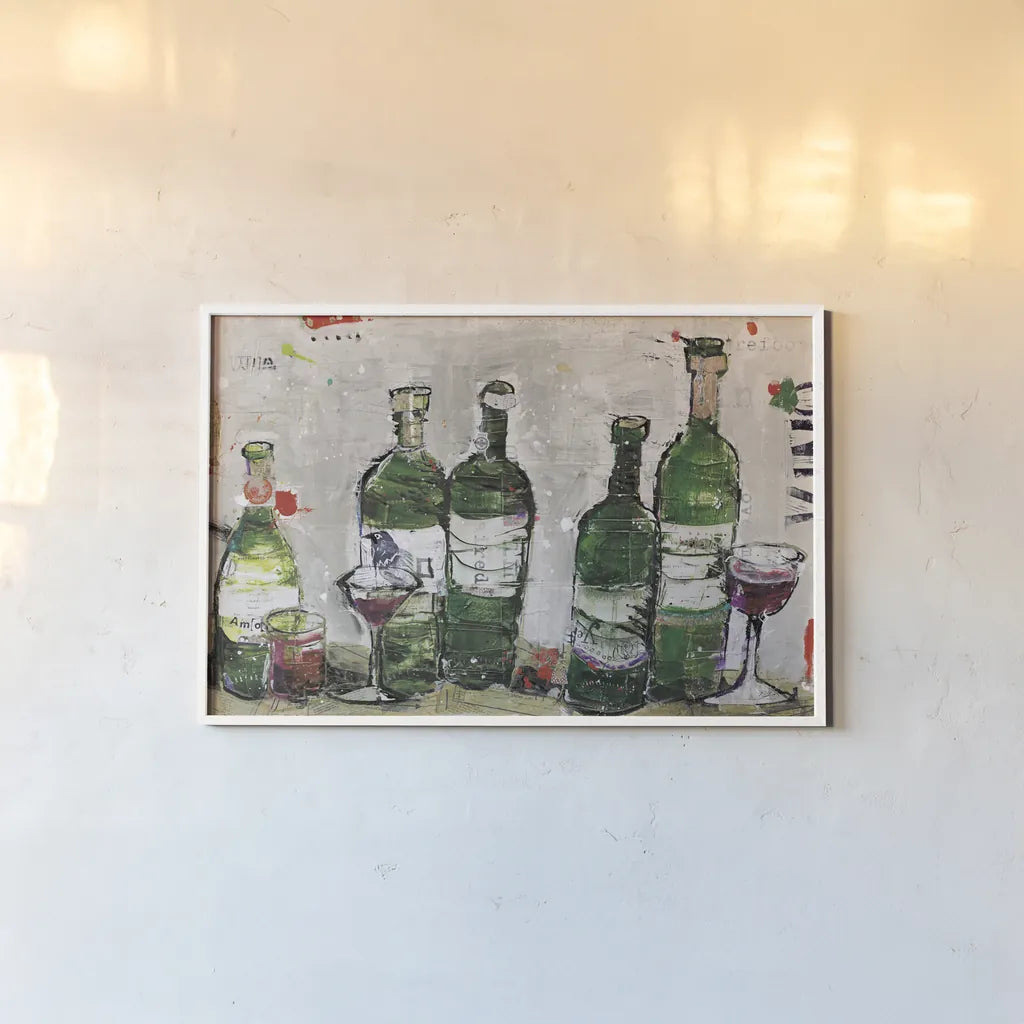 Win Win Green Grey by Kellie Day. shown as a paper print in a white frame. Available as a archival giclee rolled canvas, fine art paper, or poster print. SKU 36059i.