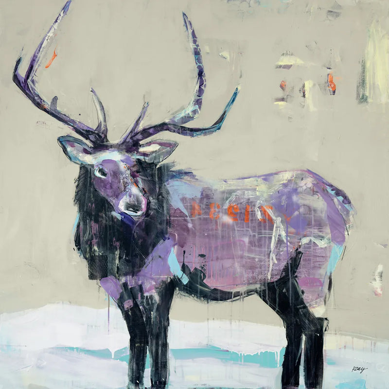 Winter Elk by Kellie Day. SKU 63416a. Archival Giclee Fine art print for wall decor.
