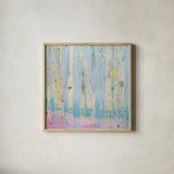 Winter Woods by Kellie Day. Shown in a natural wood glass frame for a timeless modern aesthetic. Available as an archival giclee rolled canvas, fine art paper, or poster print. SKU 59772a.
