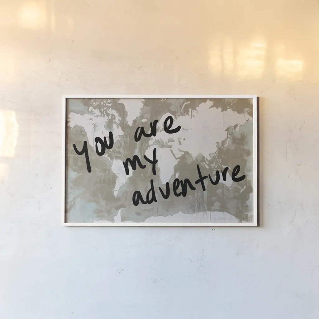 Adventure World by Kent Youngstrom. shown as a paper print in a white frame. Available as a archival giclee rolled canvas, fine art paper, or poster print. SKU 82618i.