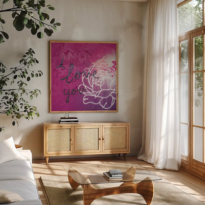 And Still I Fly Sq by Kent Youngstrom. Shown in a natural wood frame in a cozy modern living room. Available as an archival giclee rolled canvas, fine art paper, or poster print. SKU 80637a.