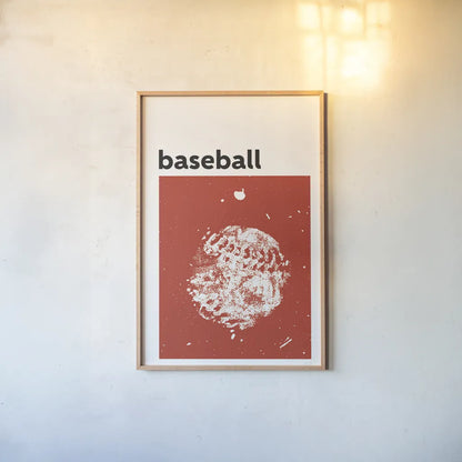 Baller I Red by Kent Youngstrom. shown as a paper print in a natural frame. Available as a archival giclee rolled canvas, fine art paper, or poster print. SKU 84205h.