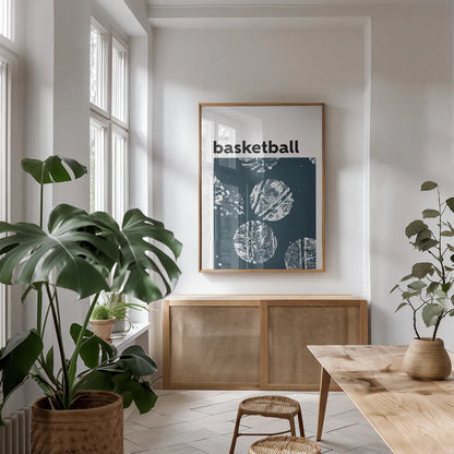 Baller II by Kent Youngstrom. shown as a print in a natural wood frame in a dining room. Available as a archival giclee rolled canvas, fine art paper, or poster print. SKU 84140h.