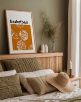 Baller II Orange by Kent Youngstrom. shown as a paper print in a natural frame. Available as a archival giclee rolled canvas, fine art paper, or poster print. SKU 84206h.
